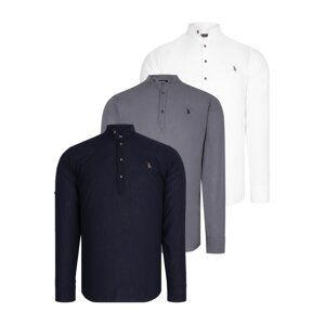 TRIPLE SET G783 DEWBERRY JUDGE COLLAR SHIRT-NAVY-WHITE-ANTHRACITE