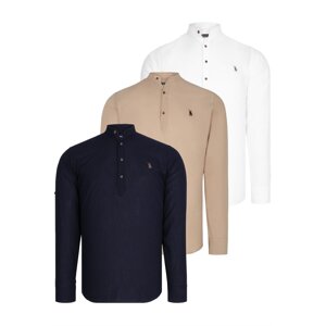 TRIPLE SET G783 DEWBERRY JUDGE COLLAR SHIRT-NAVY-WHITE-BEIGE