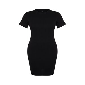 Trendyol Curve Black Fitted Mini Crew Neck Ribbed Flexible Knitted Dress