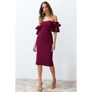 Trendyol Elegant Evening Dress with Purple Rose Accessories