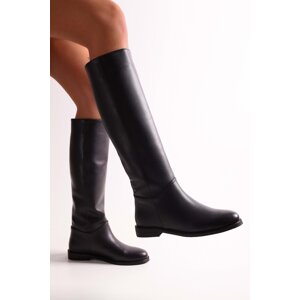 Shoeberry Women's Mori Black Skin Riding Boots Black Skin