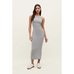 Laluvia Fitted Ribbed Midi Dress