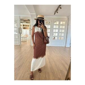 Laluvia Brown Batik Patterned Dress