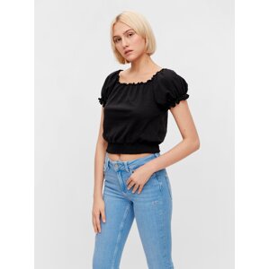 Black Short Blouse Pieces Leaf - Women