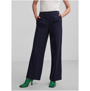 Dark Blue Women's Striped Wide Trousers Pieces Bossy - Women's