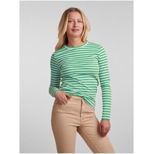 Green Women's Striped Basic Long Sleeve T-Shirt Pieces Hand - Women's