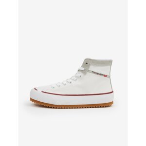 White Mens Ankle Sneakers with Suede Details Diesel - Men