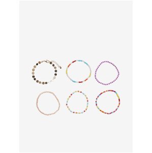 Pieces Set of six women's bracelets in pink, red and gold Piec - Women