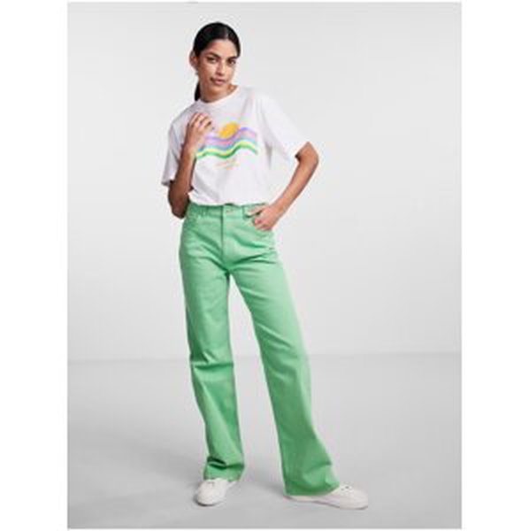 Light Green Women's Wide Jeans Pieces Holly - Women