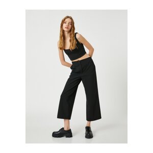 Koton Wide Leg Fabric Trousers Normal Waist With Stitching Detail