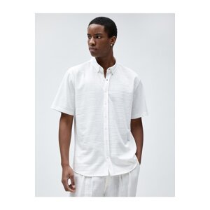 Koton Summer Short Sleeve Shirt Textured Classic Collar Buttoned