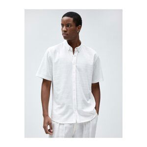 Koton Summer Short Sleeve Shirt Textured Classic Collar Buttoned