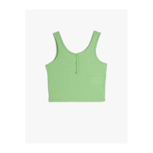 Koton Undershirt Crop Sleeveless Thick Strap U Neck Button Detailed