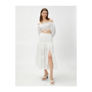 Koton Tiered Midi Skirt with Elastic Waist