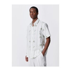 Koton Summer Shirt Short Sleeve Classic Collar Palm Printed Cotton