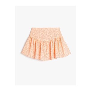 Koton Floral Shorts Skirt with Elastic Waist with Ruffle.