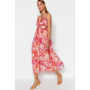 Trendyol Multicolored Ruffle Detailed A-line/Bell Form Maxi Lined Woven Dress