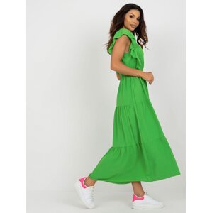 Light green dress with ruffle for the summer