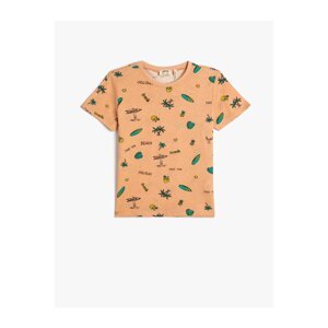 Koton Printed T-Shirt Short Sleeved Crew Neck Cotton