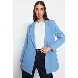 Trendyol Dark Blue Regular Lined Double Breasted Closure Woven Blazer Jacket