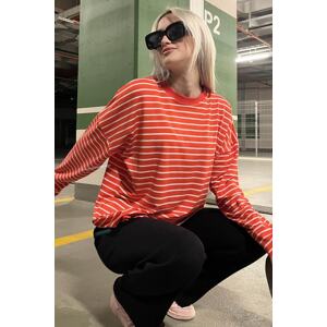 Madmext Red Striped Sweatshirt Mg980