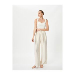 Koton Wide Leg Trousers Tied Waist Viscose Pocket