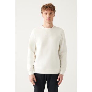 Avva Men's White Crew Neck Printed Regular Fit Sweatshirt