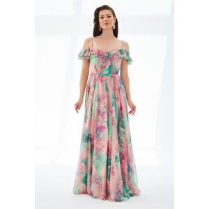 Carmen Green Empirme Decollete Long Evening Dress