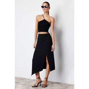 Trendyol Black Asymmetric Cut Out and Slit Detail Maxi Skirt