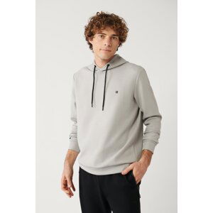 Avva Men's Gray Sweatshirt Hooded Flexible Soft Texture I?nterlok Fabric Regular Fit