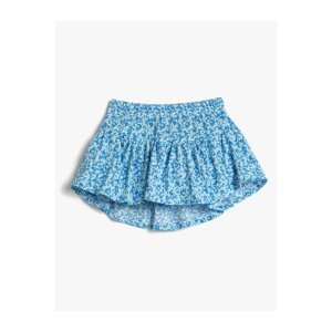 Koton Floral Skirt Elastic Waist Pleated Textured