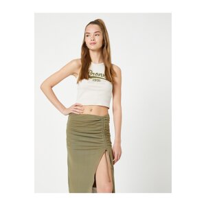 Koton Crop Undershirt Printed Ribbed Piping Detail Cotton