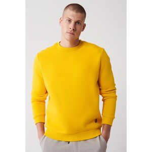 Avva Yellow Unisex Sweatshirt Crew Neck Fleece 3 Thread Cotton Regular Fit