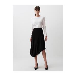 Jimmy Key Black Asymmetrical Cut Stylish Midi Skirt