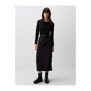 Jimmy Key Black High Waist Cargo Midi Skirt