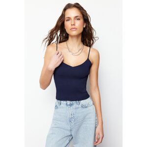 Trendyol Navy Blue Crop Basic Knitwear Blouse