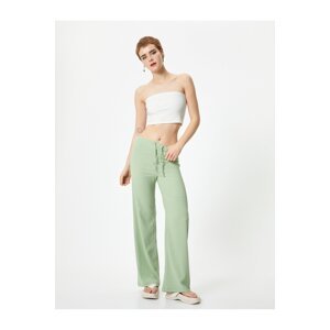 Koton Wide Leg Trousers Tie Waist Ribbed