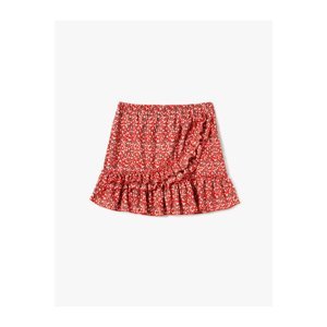 Koton Floral Mini Skirt Relaxed Cut Ruffle Detail Elastic Waist