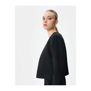 Koton Crop Blazer Collarless Pocket