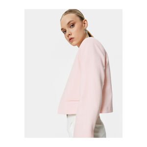 Koton Crop Blazer Collarless Pocket