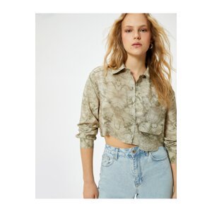 Koton Crop Shirt Long Sleeve Viscose with Cargo Pocket