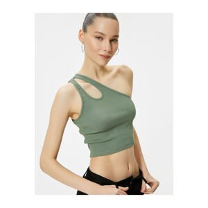 Koton One-Shoulder Crop Undershirt Window Detail Ribbed Cotton