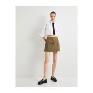 Koton Cargo Short Skirt Double Breasted Belt Detailed Pocket Slim Fit