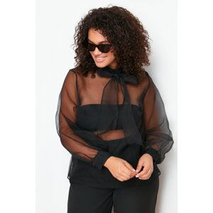 Trendyol Curve Black Sheer Look Tulle Blouse