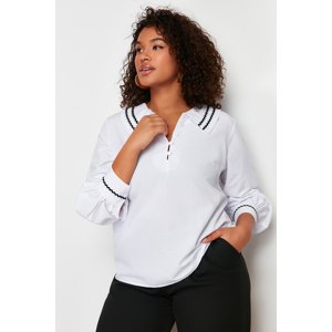 Trendyol Curve White Collar Detailed Woven Blouse