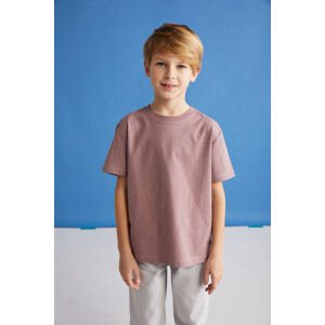 GRIMELANGE Fae Boy 100% Cotton Short Sleeve Crew Neck Plum / Gray / White T-shirt