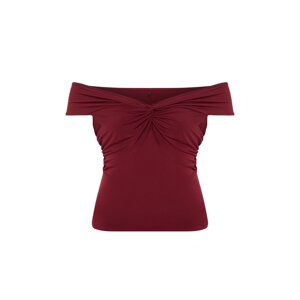Trendyol Curve Burgundy Knot Detailed Knitted Blouse