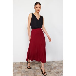 Trendyol Burgundy Flared Stretchy Knitted Skirt