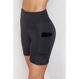 Trendyol Anthracite Double Pocket Detailed Knitted Sports Shorts Leggings