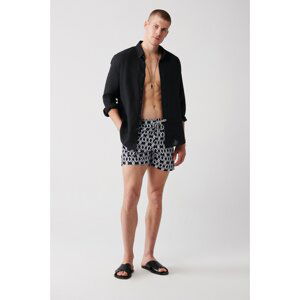 Avva Men's Black Quick Dry Geometric Printed Standard Size Custom Boxed Swimsuit Marine Shorts